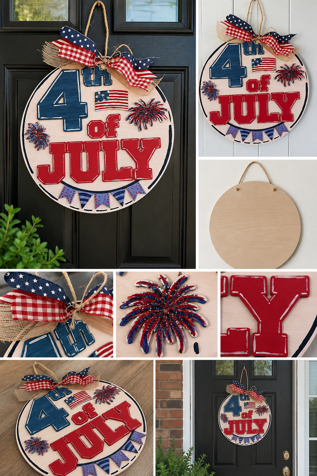 Hand-Painted layered  4th of July Door Hanger