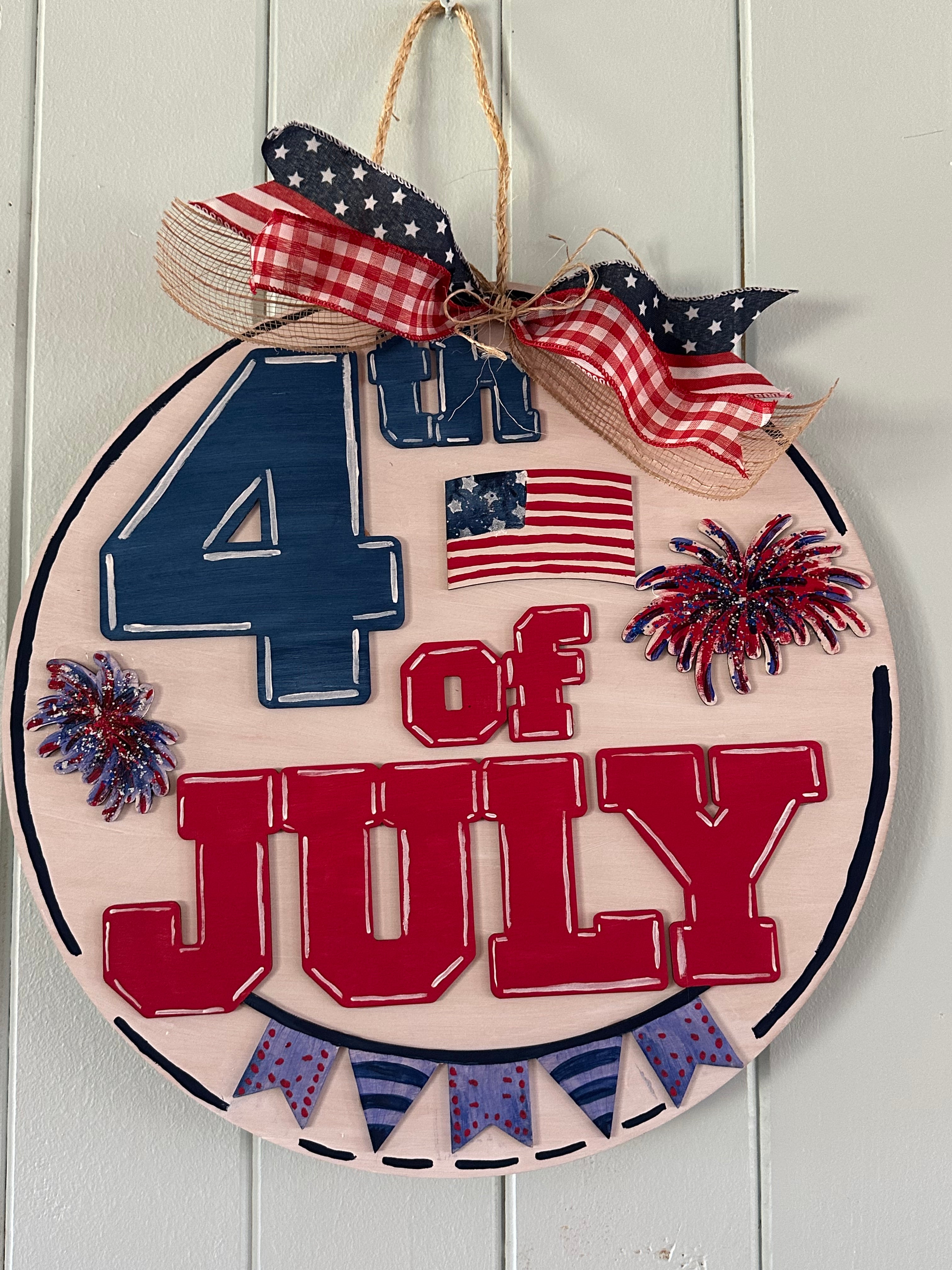 Hand-Painted layered  4th of July Door Hanger